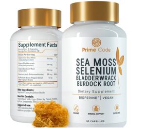 Frente del frasco Prime Code Sea Moss Cápsulas