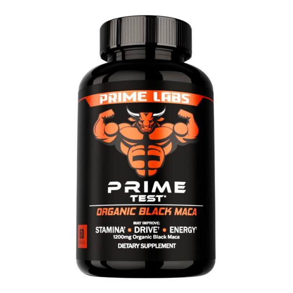Frente de frasco Prime Labs Maca Negra Orgánica