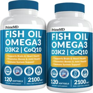 Frasco PrimeMD Omega-3 con sabor limón