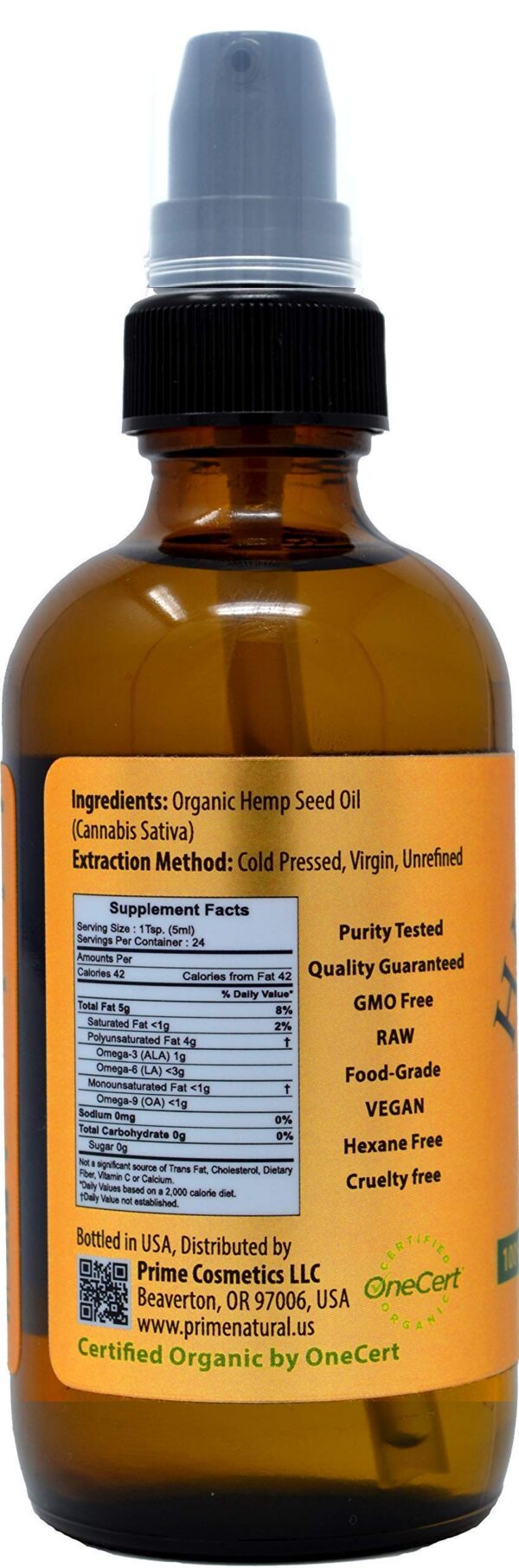 Version 1.0.0 Botella de aceite de cáñamo orgánico