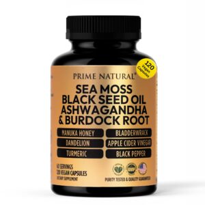 Frasco PRIME NATURAL Sea Moss 120 cápsulas