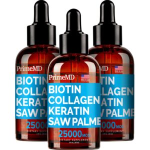 PrimeMD gotas líquidas biotina colágeno queratina paquete 3 unidades