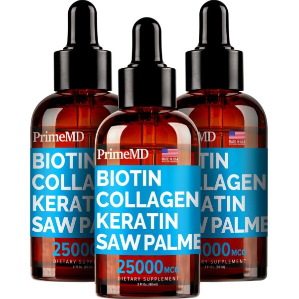 PrimeMD gotas líquidas biotina colágeno queratina paquete 3 unidades