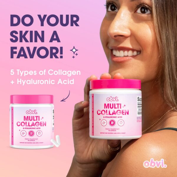 Primer plano de cápsulas de collagen Obvi