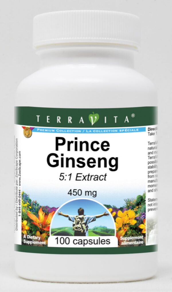 botella prince ginseng suplemento natural 450 mg