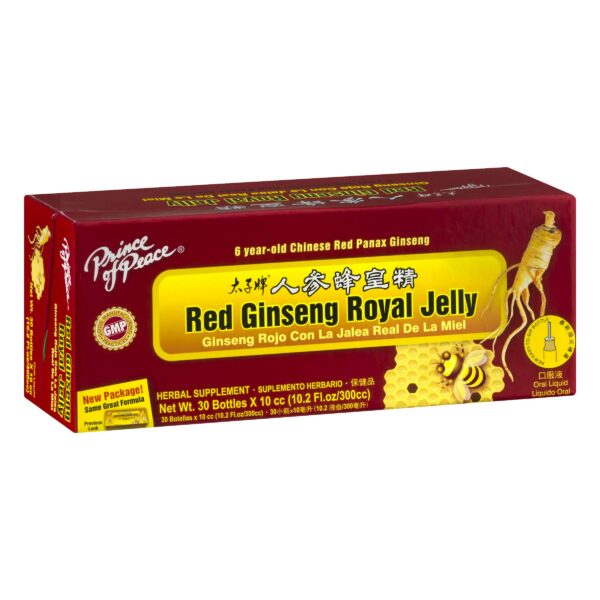 Prince of Peace jalea real ginseng rojo 30 viales empaque lateral