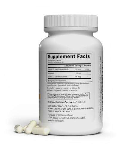 Version 1.0.0 Etiqueta de ingredientes de Pro Formulations MD D3 K2 Elite