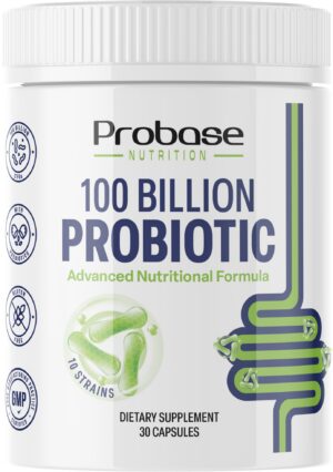 Frasco Probase Nutrition probiótico 100 mil millones CFU 30 cápsulas vegetales