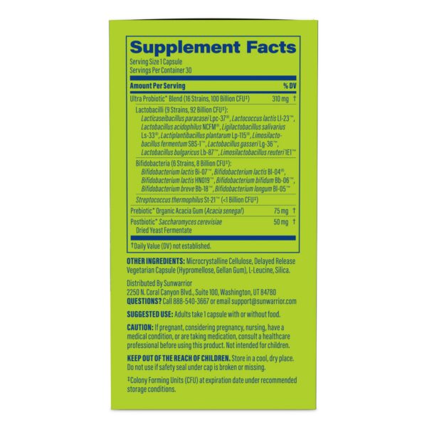 Version 1.0.0 Etiqueta frontal del probiótico 100 mil millones UFC Sunwarrior