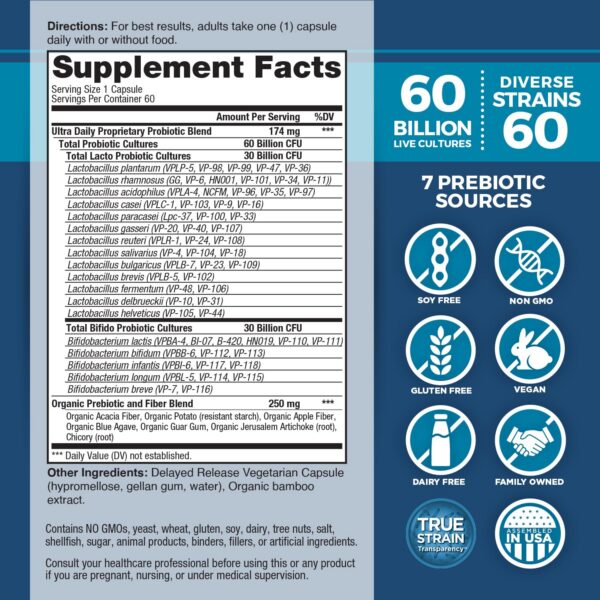 Version 1.0.0 Probiótico con cepas diversas y prebióticos orgánicos para salud