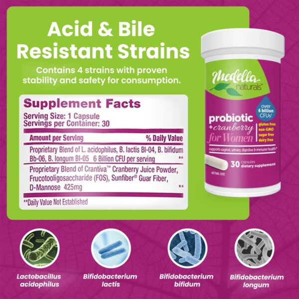 Probiótico femenino Medella Naturals apoyo urinario
