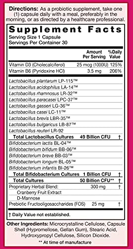 Probiótico para mujeres con vitamina D3, B6 y arándano