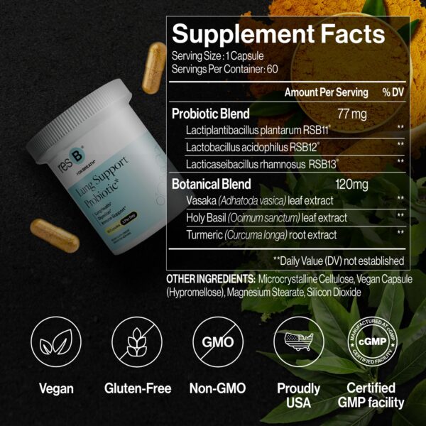 resbiotic resB apoyo pulmonar etiqueta del producto