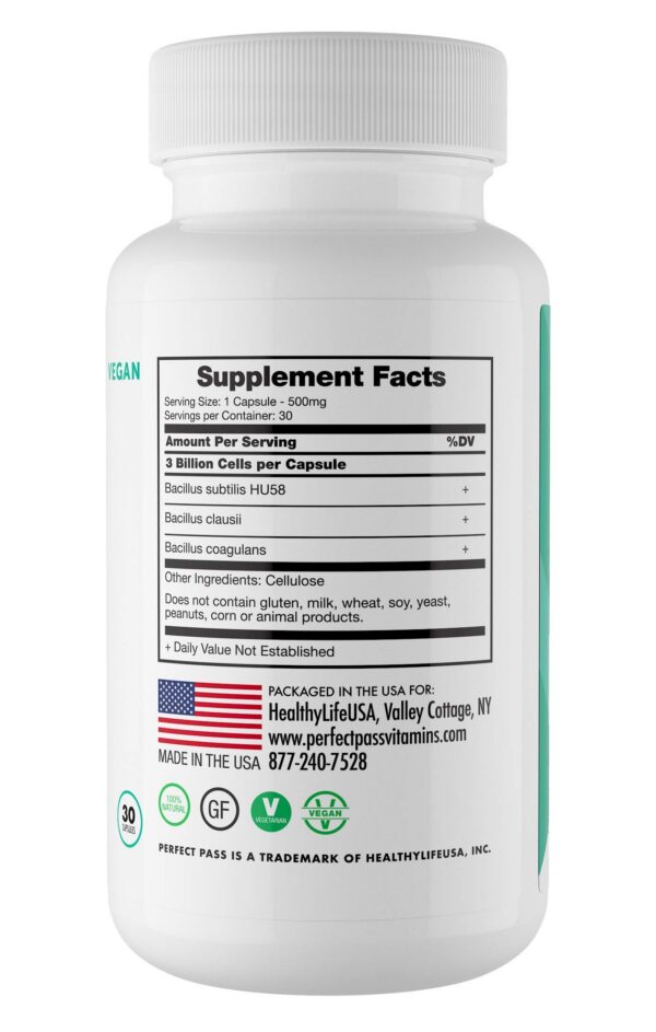 Version 1.0.0 Probiótico vegetariano PERFECT PASS con Bacillus y alta supervivencia