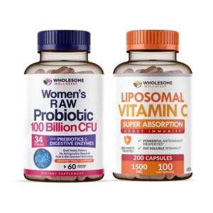 Probióticos para mujeres Wholesome Wellness frasco y cápsulas