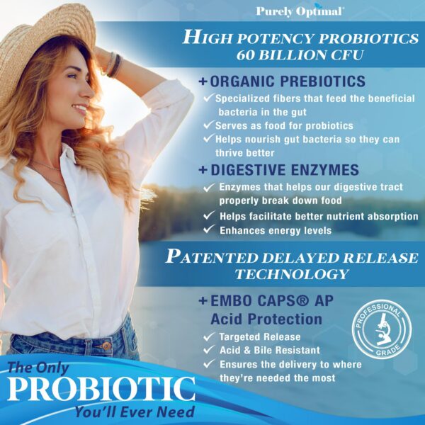 Probióticos Purely Optimal con 10 cepas para salud intestinal