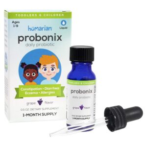 Frasco de probióticos líquidos para niños Probonix sabor uva