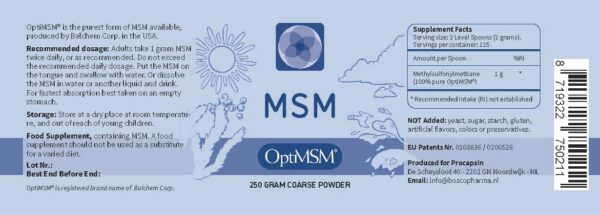 Etiqueta y logo OptiMSM en envase