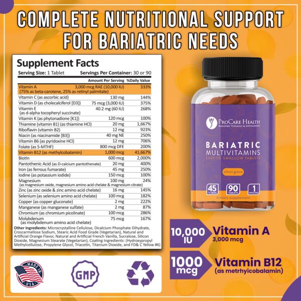 Etiqueta del suplemento bariátrico ProCare Health