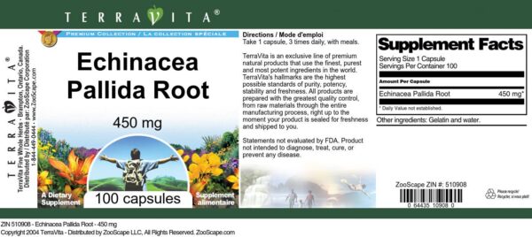 Producto cápsulas Echinacea Pallida calidad TerraVita 100 unidades