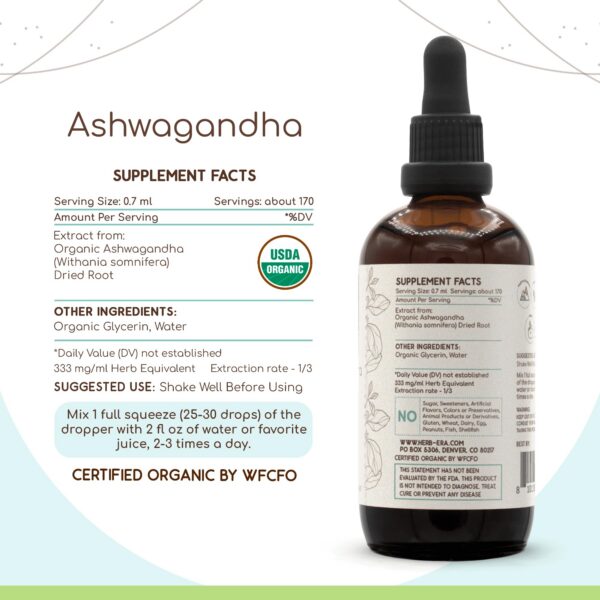 Producto certificado orgánico Ashwagandha HerbEra