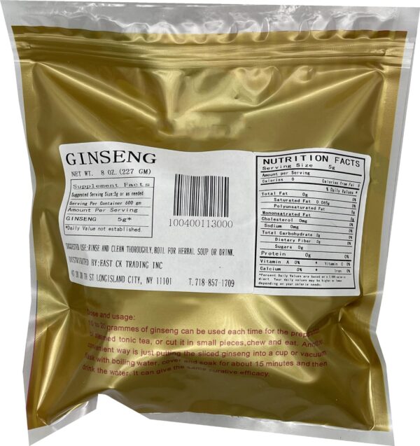 Empaque raíz ginseng cultivado President Brand 8oz