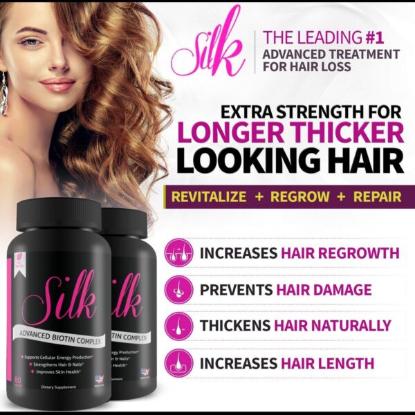 Producto Silk para fortalecer cabello y piel negra-rosado