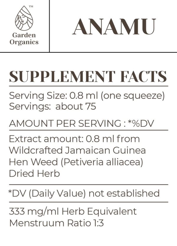 Producto sin aditivos tintura Anamu puro de Garden Organics