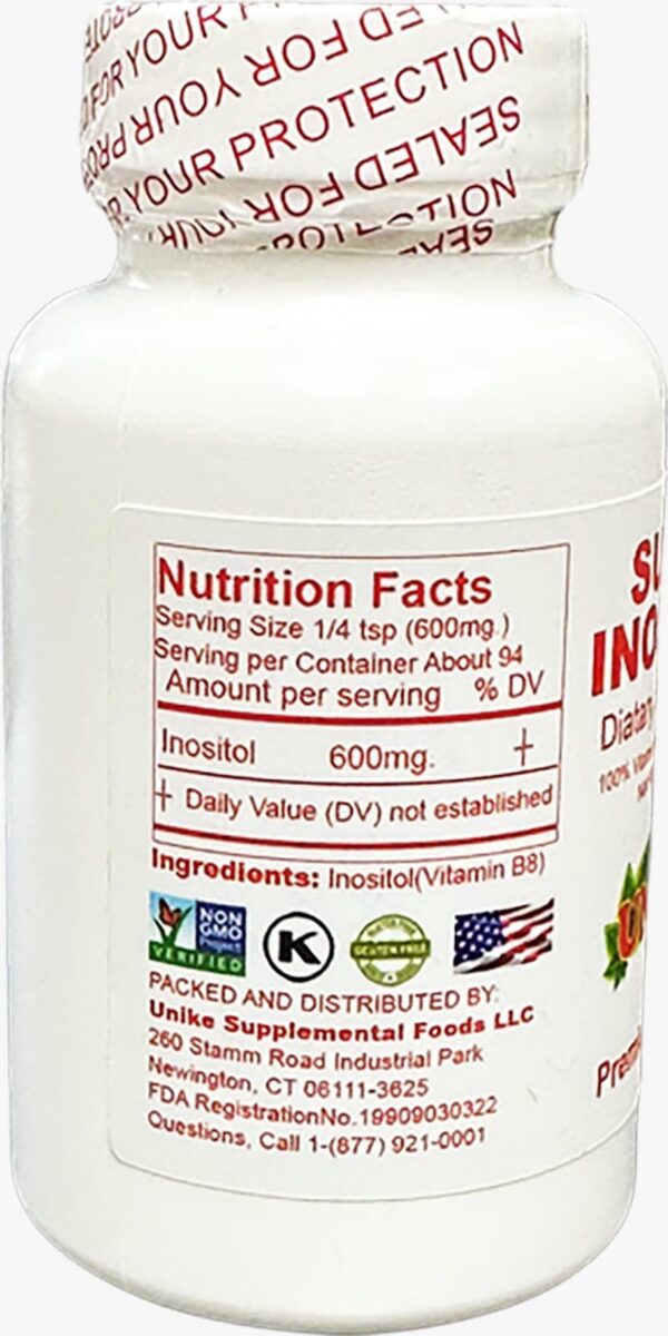 Producto Unike Nutra Super Inositol sin gluten y vegano