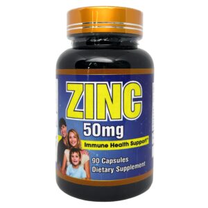 Frente del frasco Zinc 50 mg - Productos El Colibri