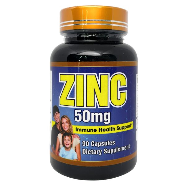 Frente del frasco Zinc 50 mg - Productos El Colibri