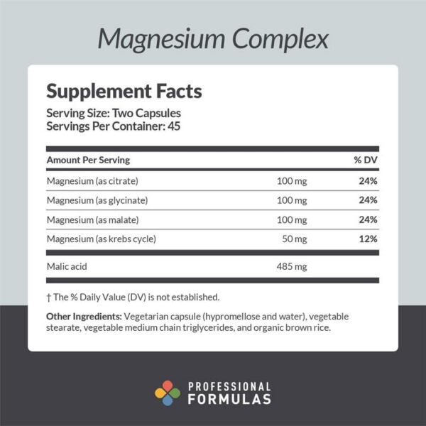 Version 1.0.0 Frasco de Professional Formulas Magnesium Complex capsulas