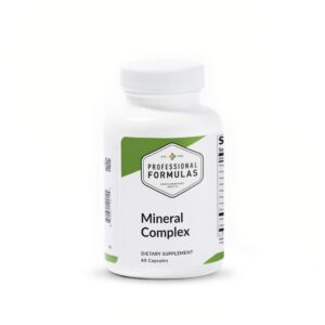 Cápsulas y etiqueta del Mineral Complex de Professional Formulas