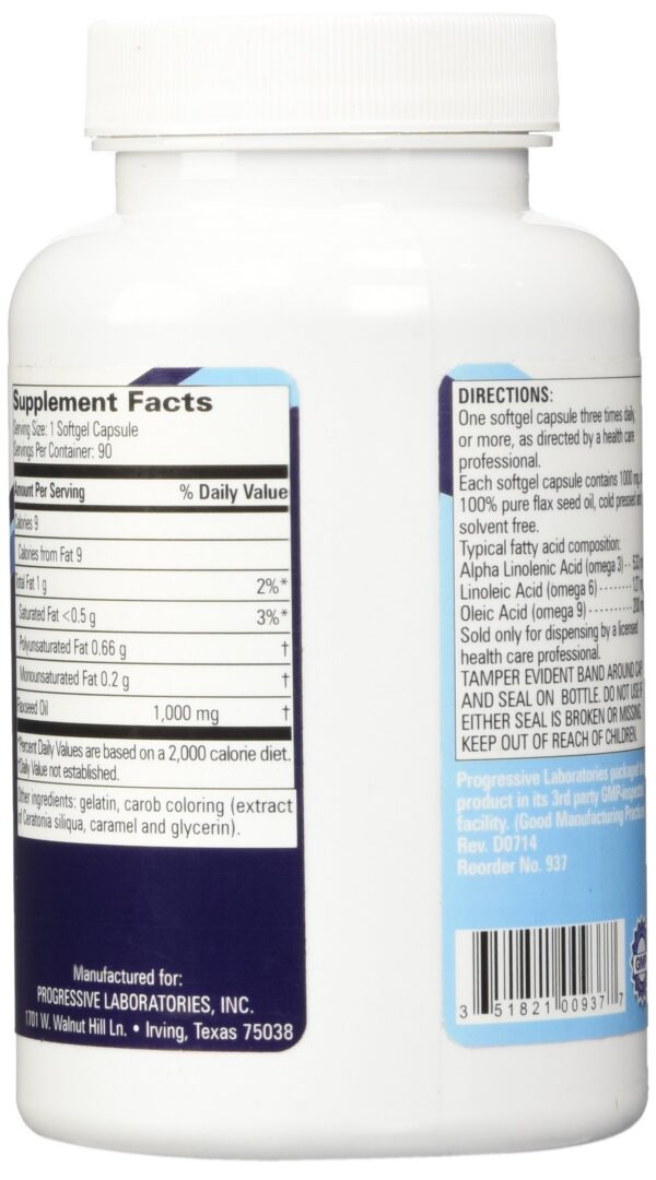 Progressive Labs cápsulas aceite de linaza 90 unidades