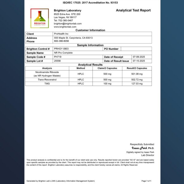 Cápsulas ProHealth NAD+ Activator dentro del frasco