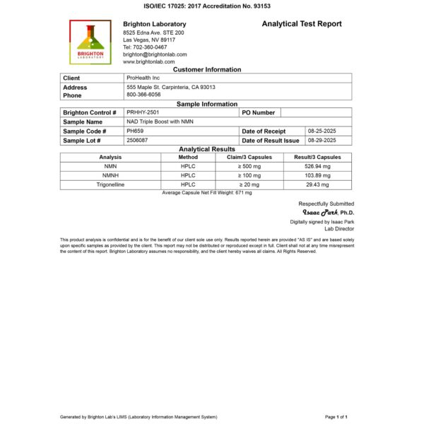 Cápsulas NMN y NMNH de ProHealth