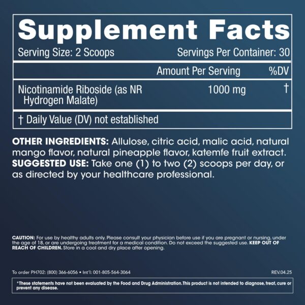 ProHealth NR polvo etiqueta trasera