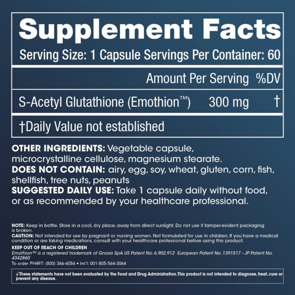 Etiqueta de producto ProHealth Glutatión Emothion