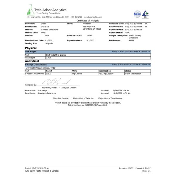 Caja y frasco de ProHealth Glutatión Emothion