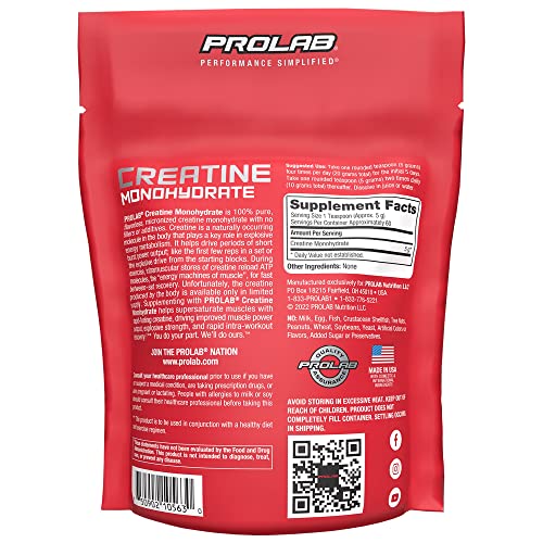 Etiqueta del envase ProLab Creatina Monohidratada Micronizada