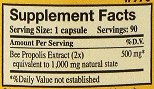 Cápsulas de propóleos crudo natural 1000 mg Y.S. Organic Bee Farms