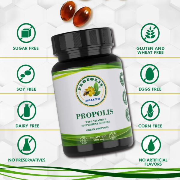 Frasco de Propolis Health con etiqueta