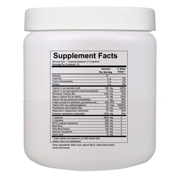 Frasco con etiqueta y porciones