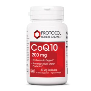 Frente de Protocol CoQ10 200 mg cápsulas veganas