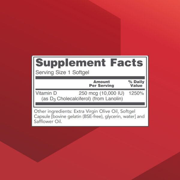 Etiqueta frontal Protocol For Life Balance Vitamin D3 10000 UI