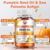 Etiqueta frontal Aceite de calabaza Saw Palmetto