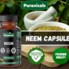 Frasco con cápsulas Puranicals Neem para uso diario