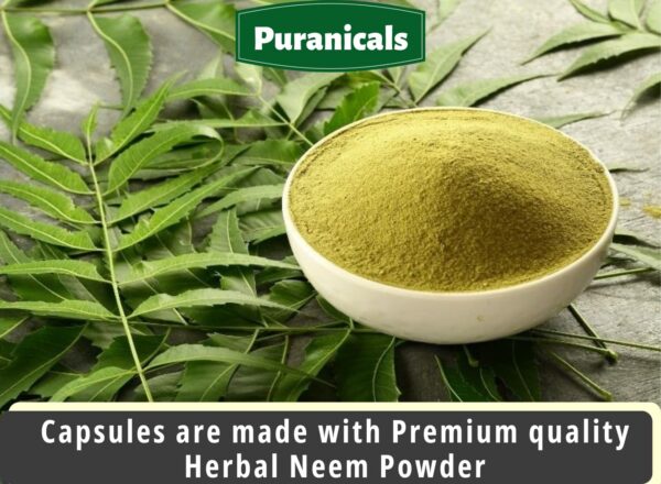 Imagen lateral envase Puranicals Neem suplemento 320 cápsulas