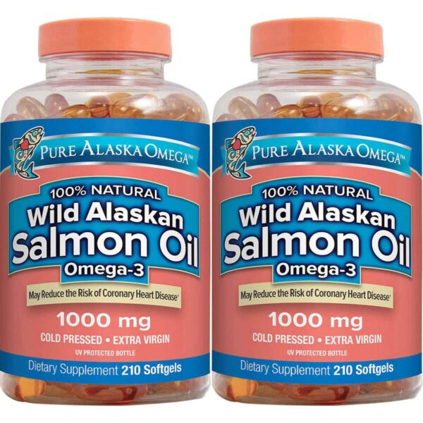 Pure Alaska Omega-3 aceite de salmón salvaje en cápsulas blandas