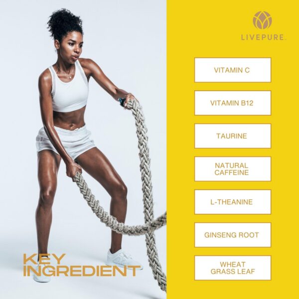 Version 1.0.0 PURE bebida energética mezcla en cucharada con limón